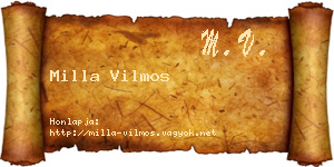 Milla Vilmos névjegykártya